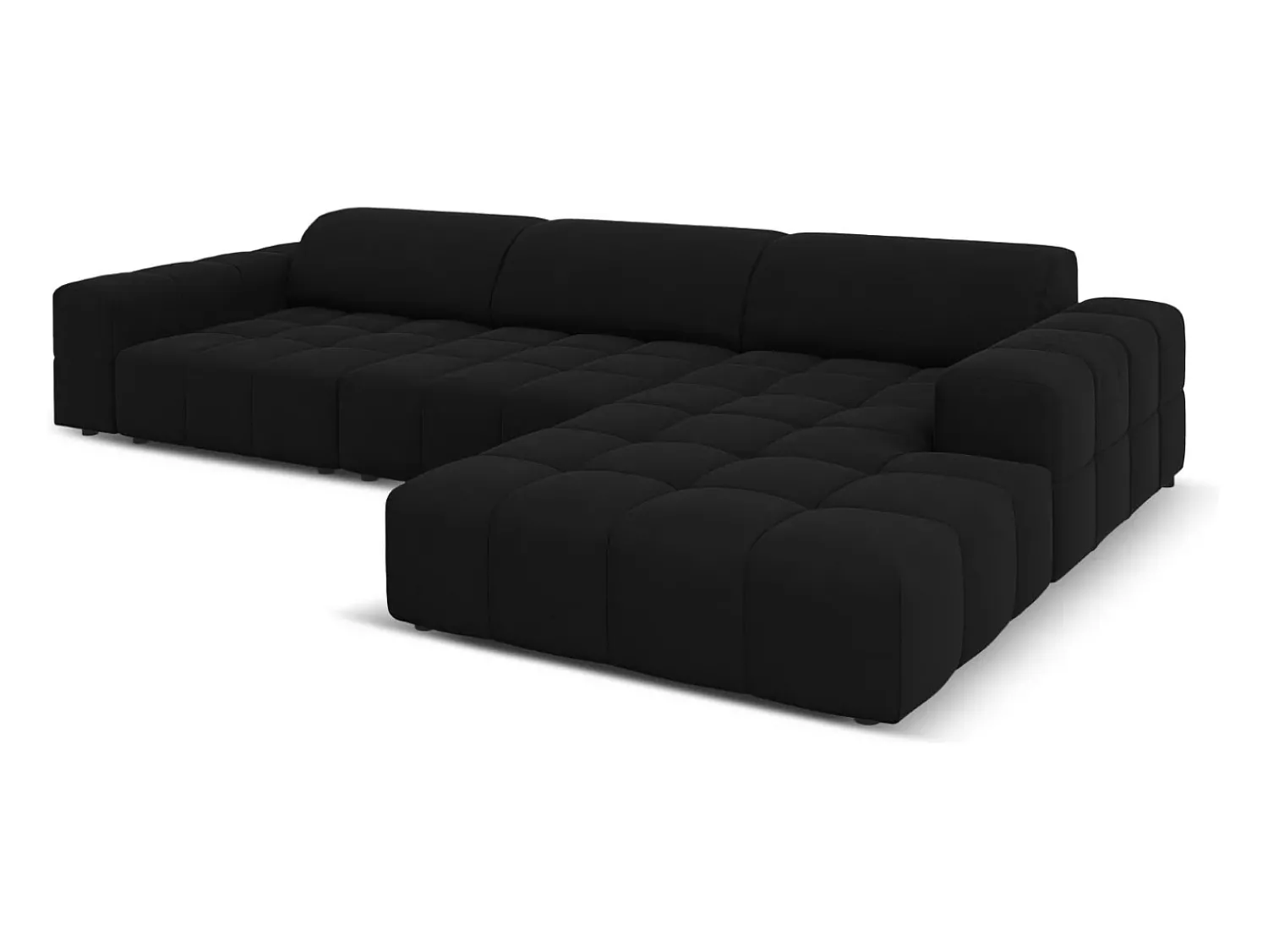 Sofá|CXL by Christian Lacroix - Sofá de canto direito "Luc" 4 lugares em veludo - 284x166x70cm Preto