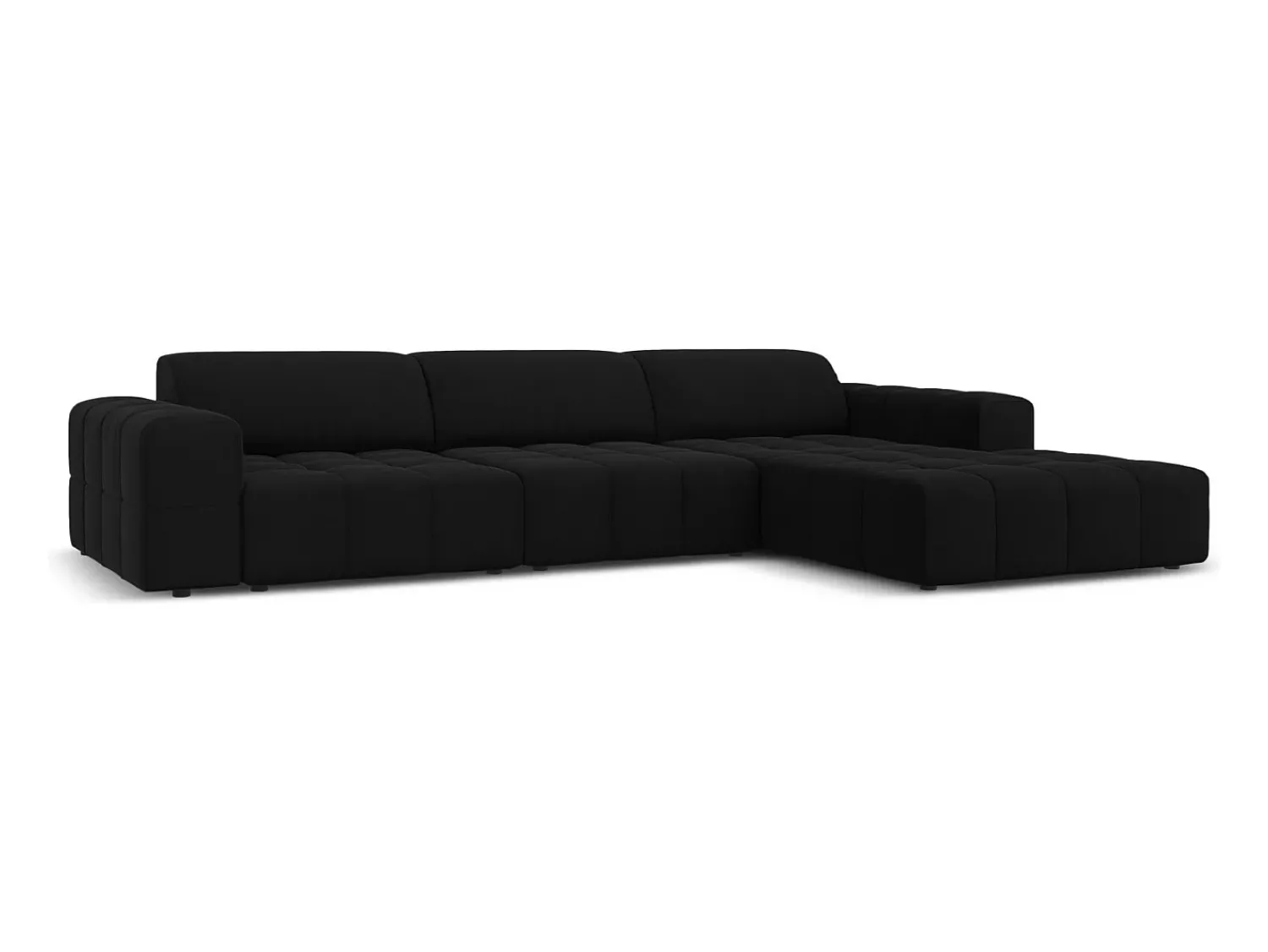 Sofá|CXL by Christian Lacroix - Sofá de canto direito "Luc" 4 lugares em veludo - 284x166x70cm Preto