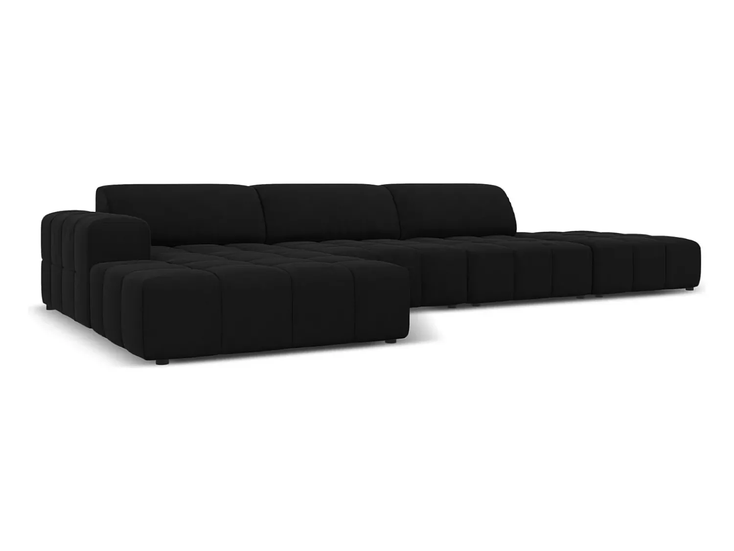 Sofá|CXL by Christian Lacroix - Sofá de canto esquerdo "Luc" 5 lugares em veludo - 341x166x70cm Preto