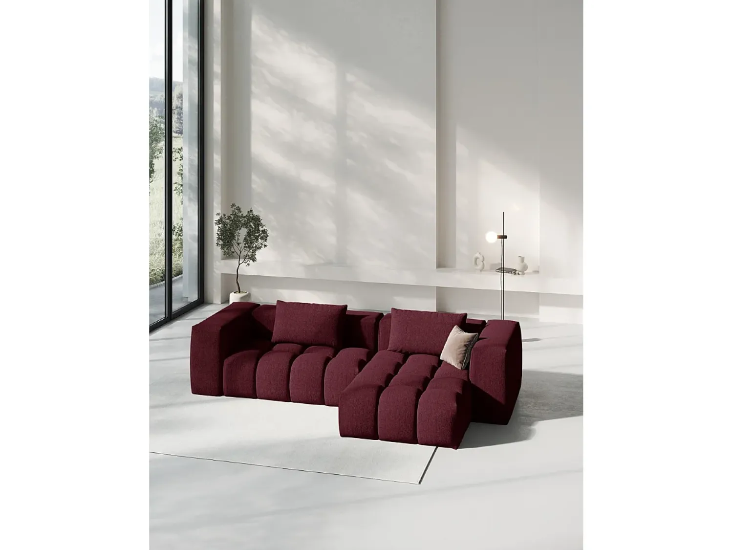 CXL by Christian Lacroix - Sofá modular de canto direito "Lorella" 3 lugares em tecido estrutural - 260x145x70cm^ Sofá