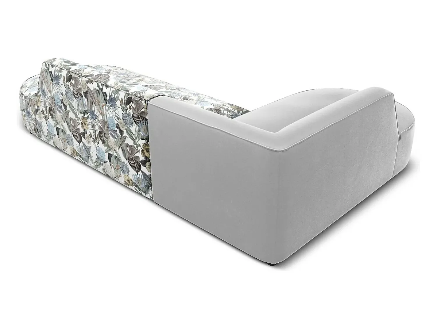Sale CXL by Christian Lacroix - Sofá de canto esquerdo "Charles" 4 lugares em veludo padrão jardim: azul-claro, cinzento-claro - 273x180x69cm Multicor
