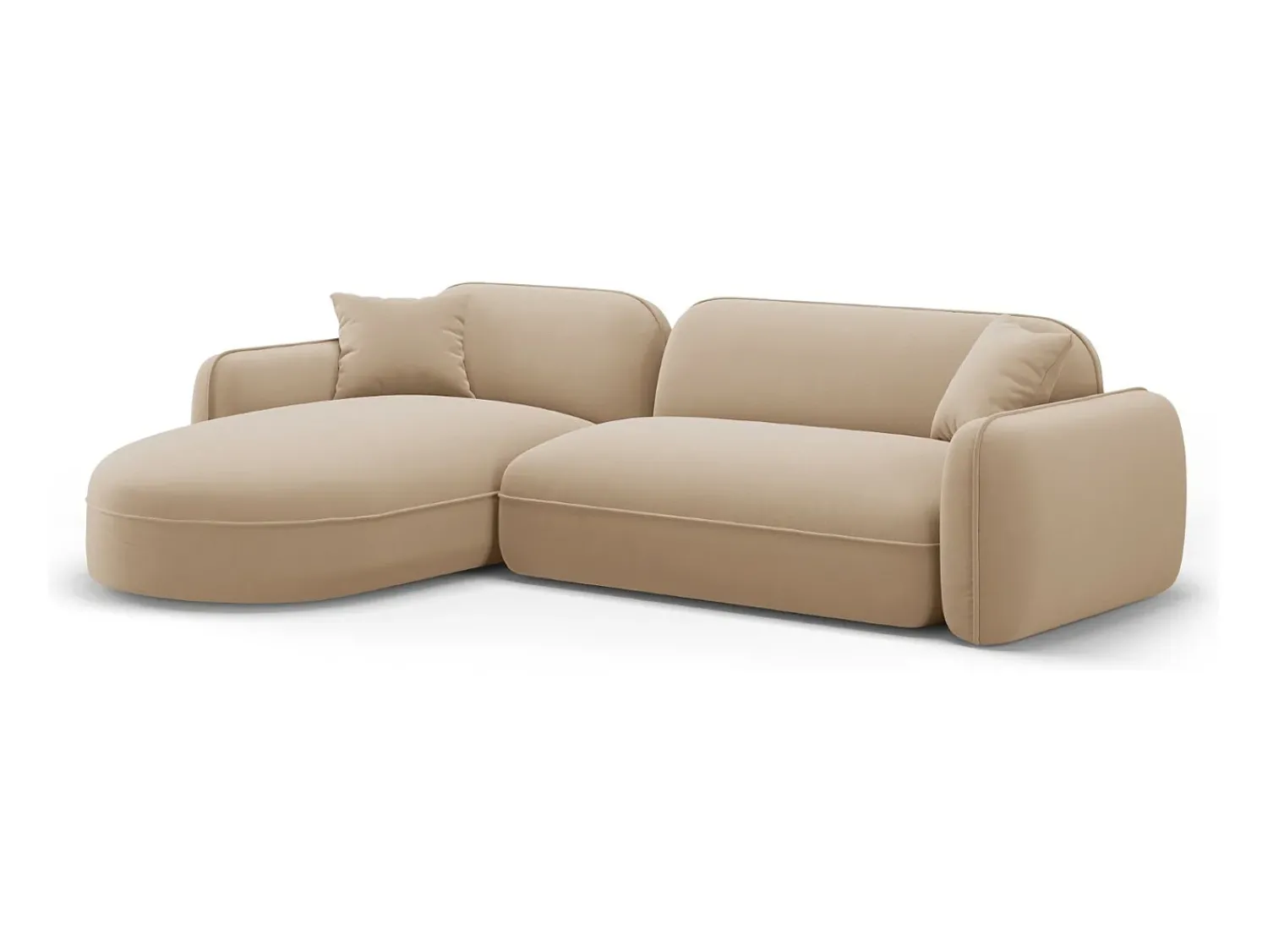 Sofá*CXL by Christian Lacroix - Sofá modular de canto esquerdo "Lucien" 4 lugares em veludo areia - 275x165x70cm Camel