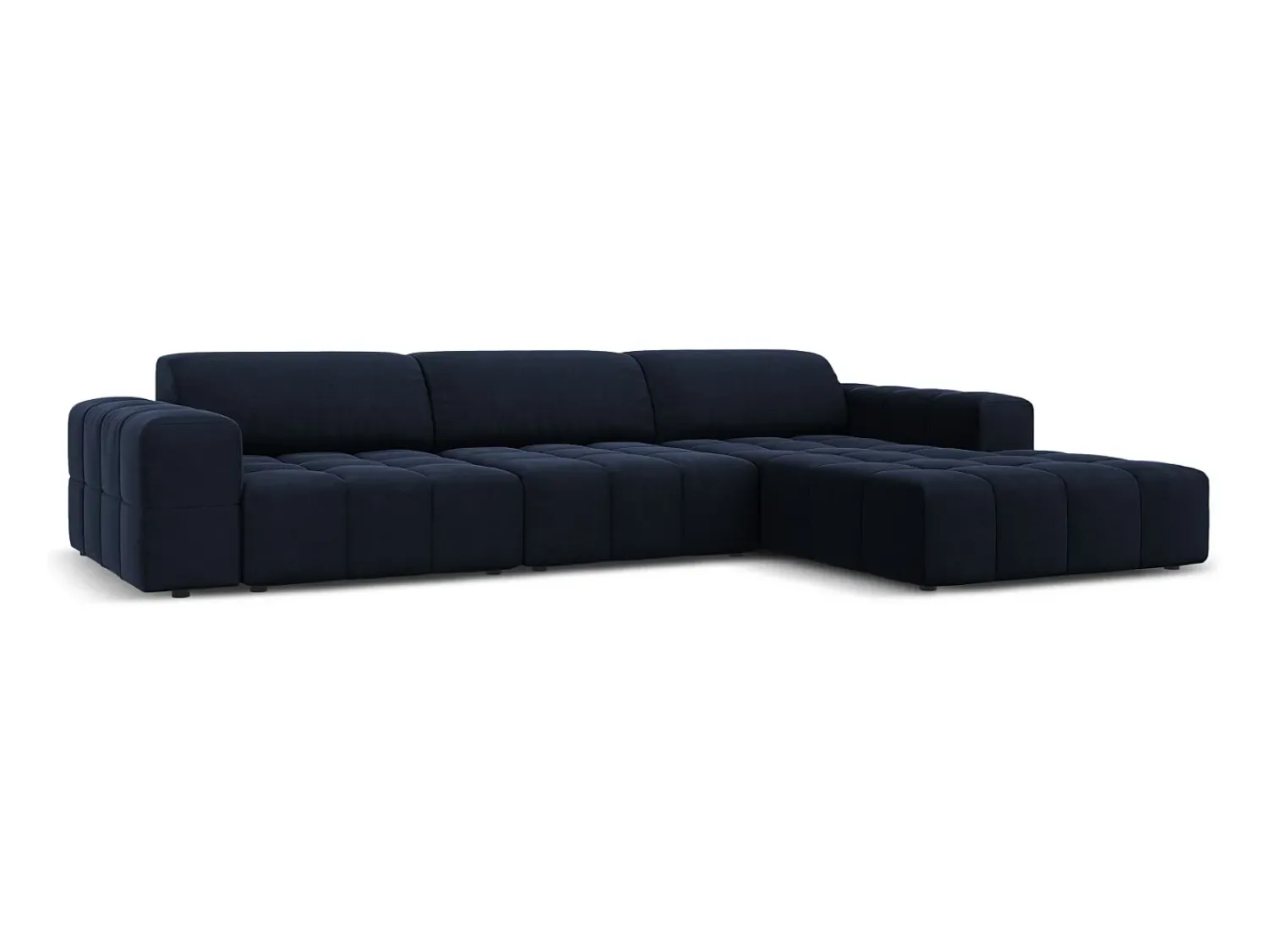 Sofá*CXL by Christian Lacroix - Sofá de canto direito "Luc" 4 lugares em veludo - 284x166x70cm Azul escuro