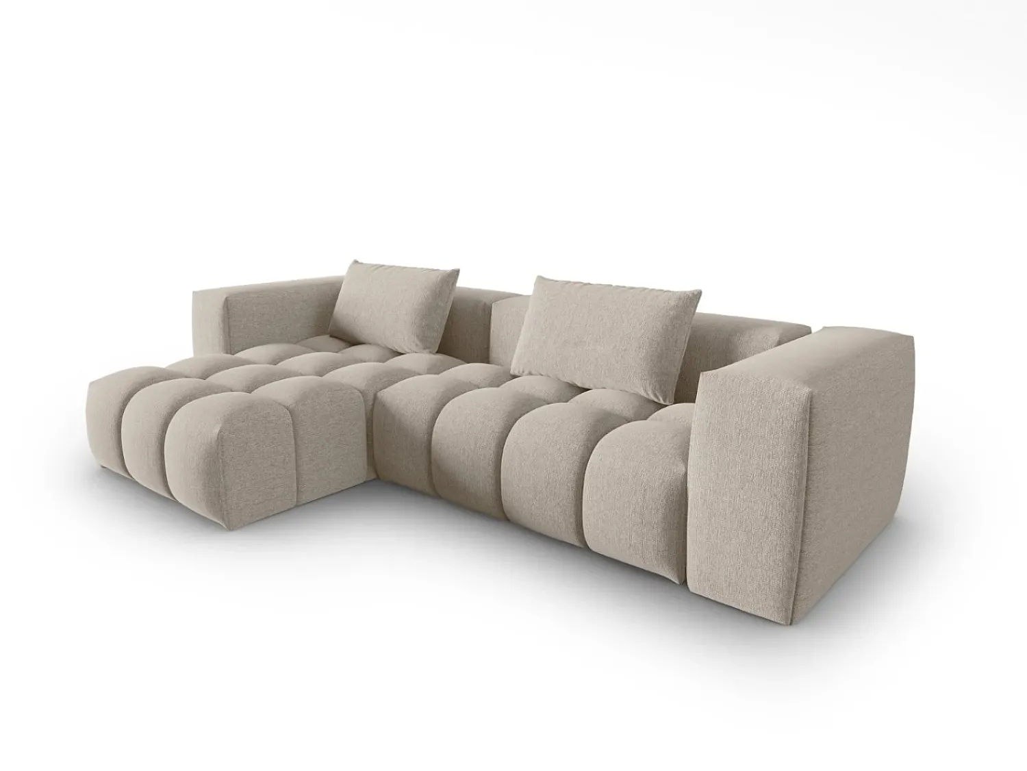 Hot CXL by Christian Lacroix - Sofá modular de canto esquerdo "Lorella" 3 lugares em tecido estrutural areia - 260x145x70cm Camel