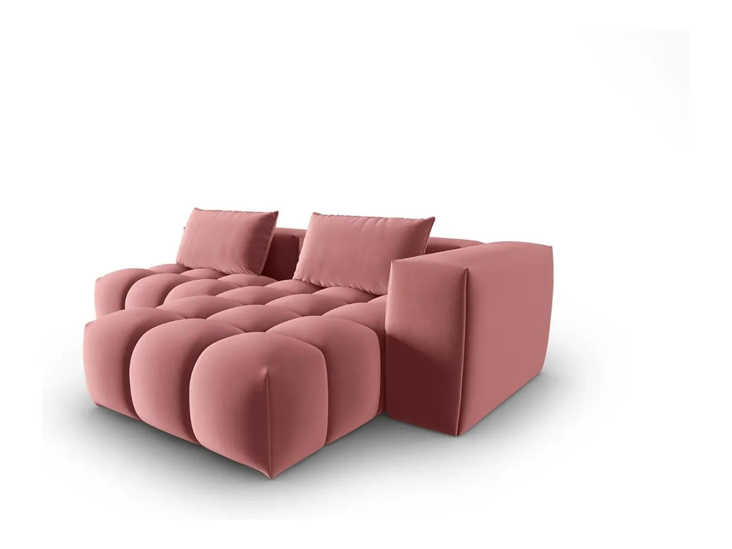 Sofá*CXL by Christian Lacroix - Sofá modular de canto direito "Lorella" 3 lugares em veludo salmão - 205x145x70cm Rosa claro