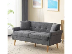 Sofá|KOMHTOM Design moderno, móveis estofados, sofá duplo, sofá estofado com almofadas grossas, Cinzento