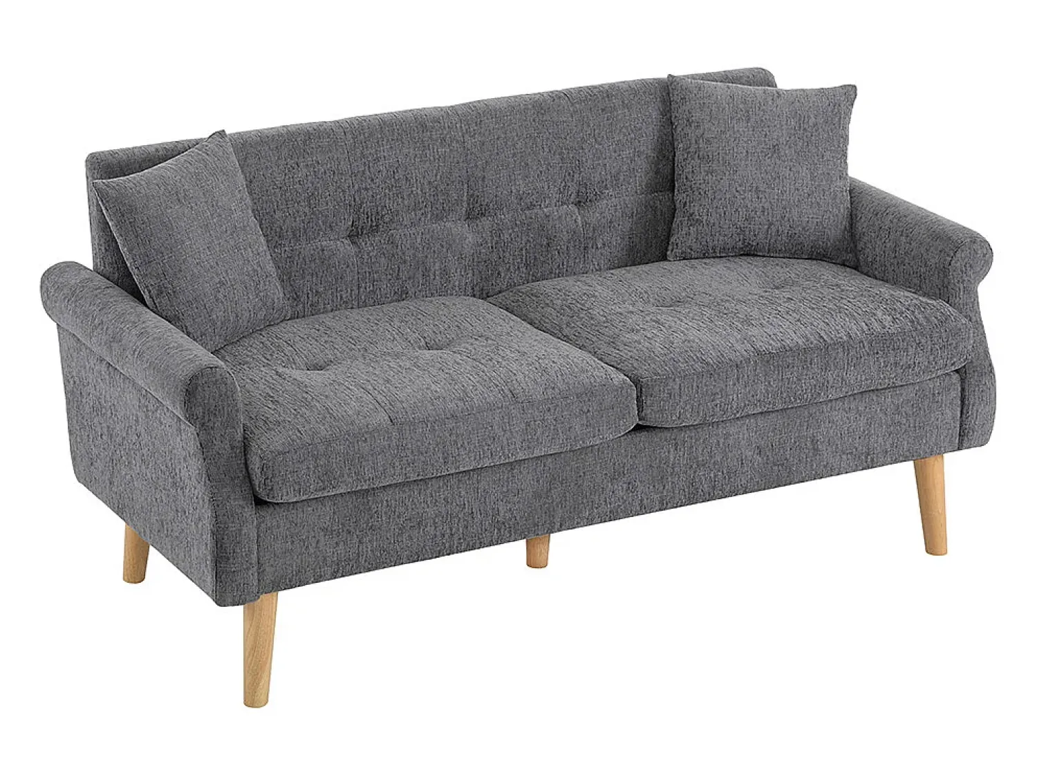 Sofá|KOMHTOM Design moderno, móveis estofados, sofá duplo, sofá estofado com almofadas grossas, Cinzento