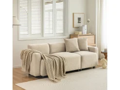 Hot KOMHTOM Design moderno, sofá de 3 lugares, sofá lounge, com almofadas decorativas, tecido chenille Bege