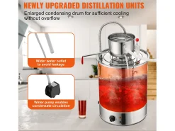 Acessório Vinho E Bar| Destilador de Álcool SucceBuy Destilador de Água sem Gás e Álcool de 34 L com Barril Thumper e Bomba de Água
