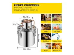 Destilador de Álcool SucceBuy, 36 L, Fabricação de Whisky, Bomba de Água, para Organizar Reuniões Familiares e Festividades Festivas^ Acessório Vinho E Bar