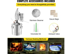 Destilador de Álcool SucceBuy 70L, Alambique Moonshine, Caldeira de Vinho para uso Doméstico^ Acessório Vinho E Bar