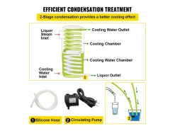 Acessório Vinho E Bar| Destilador de Álcool SucceBuy Alambique 30 L Inox Kit de Fabricação Caseira, Destilador de Moonshine em Aço Inoxidável, Kit de Cerveja Artesanal Caseira Prateado