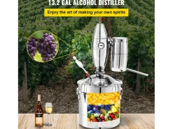 Destilador de Álcool SucceBuy 50L Destilador de Água e Álcool Moonshine Still, Prata^ Acessório Vinho E Bar