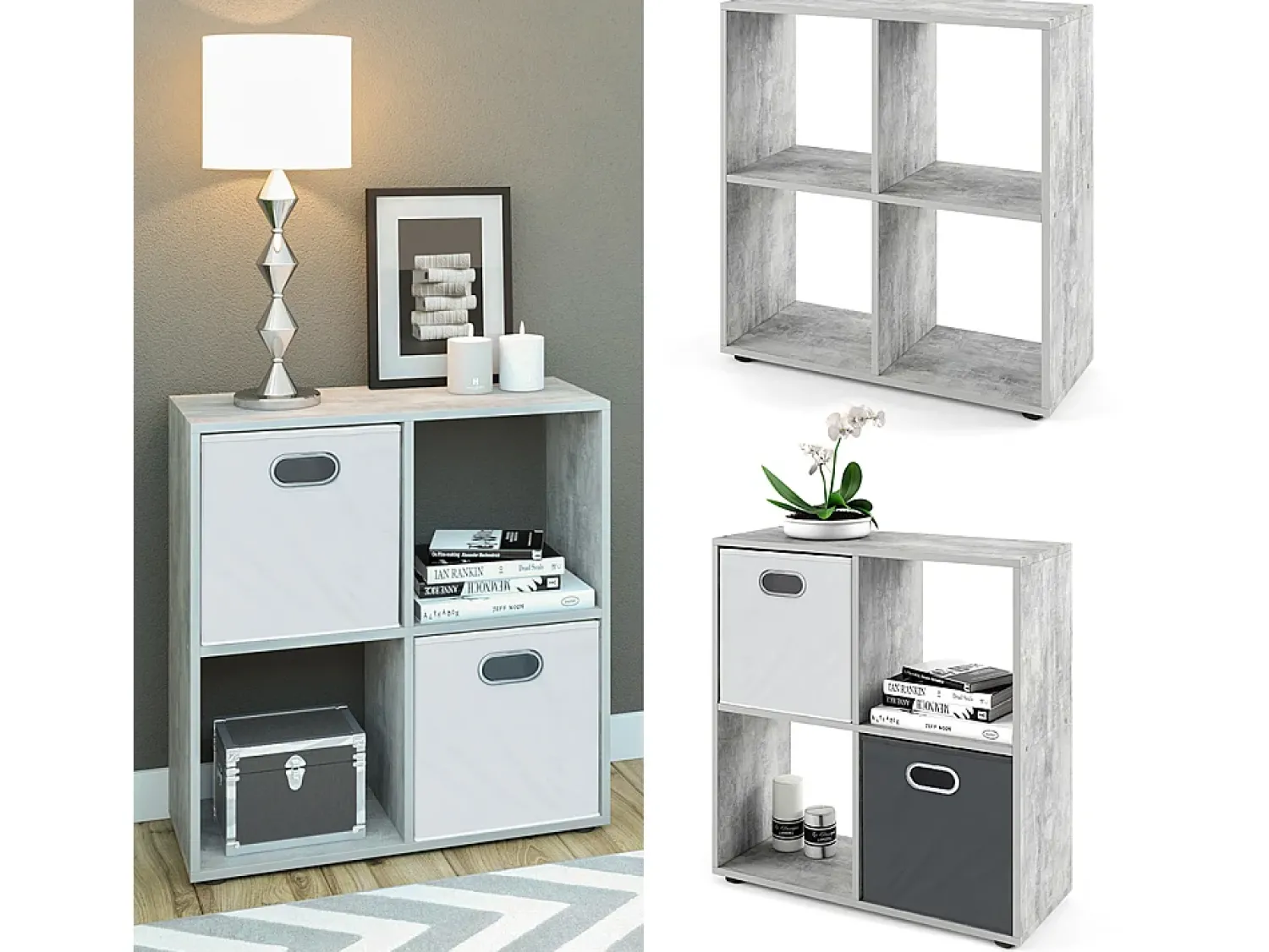 Prateleira|Vicco Divisória de sala betão 72.6x29x72 tetra Cinzento claro