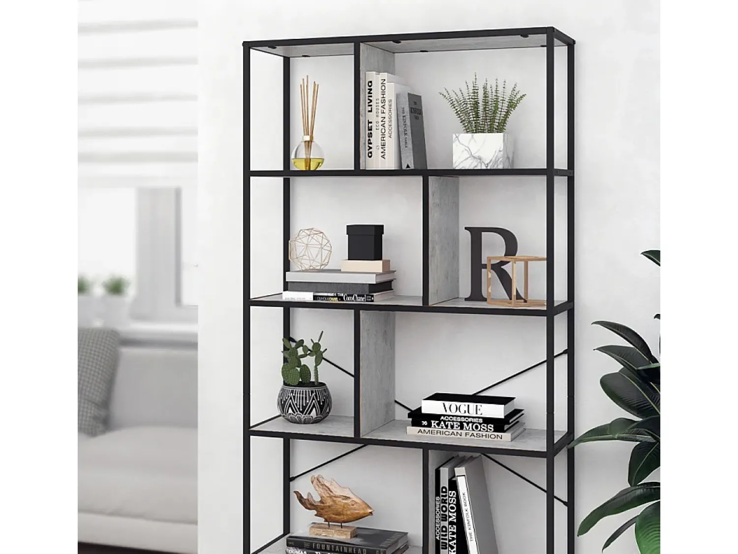 Vicco Divisória de sala betão 80x30x180 fyrk^ Prateleira