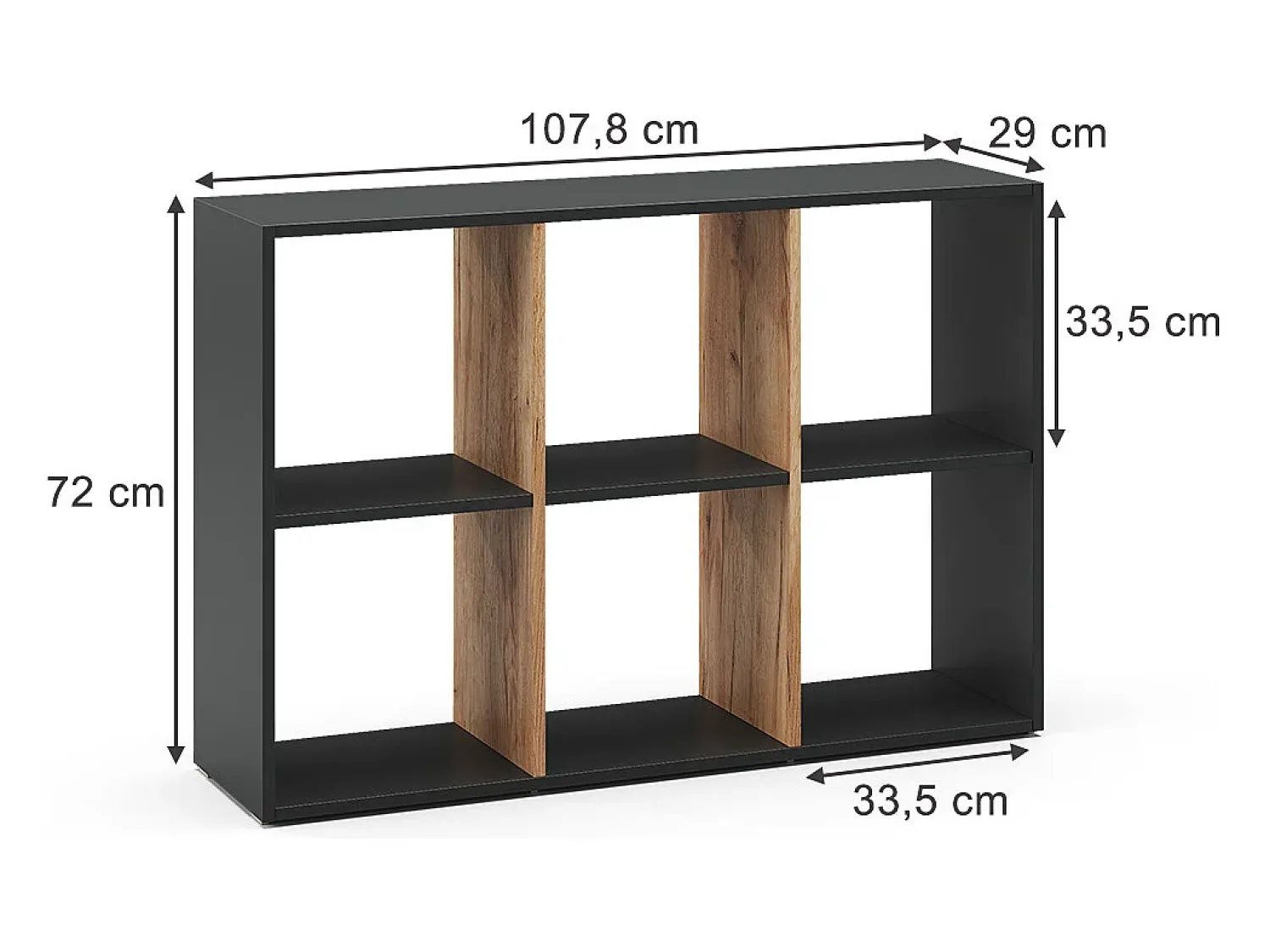 New Vicco Divisória de sala carvalho antracite/goldkraft 72x29x107.8 karree Cinza antracite