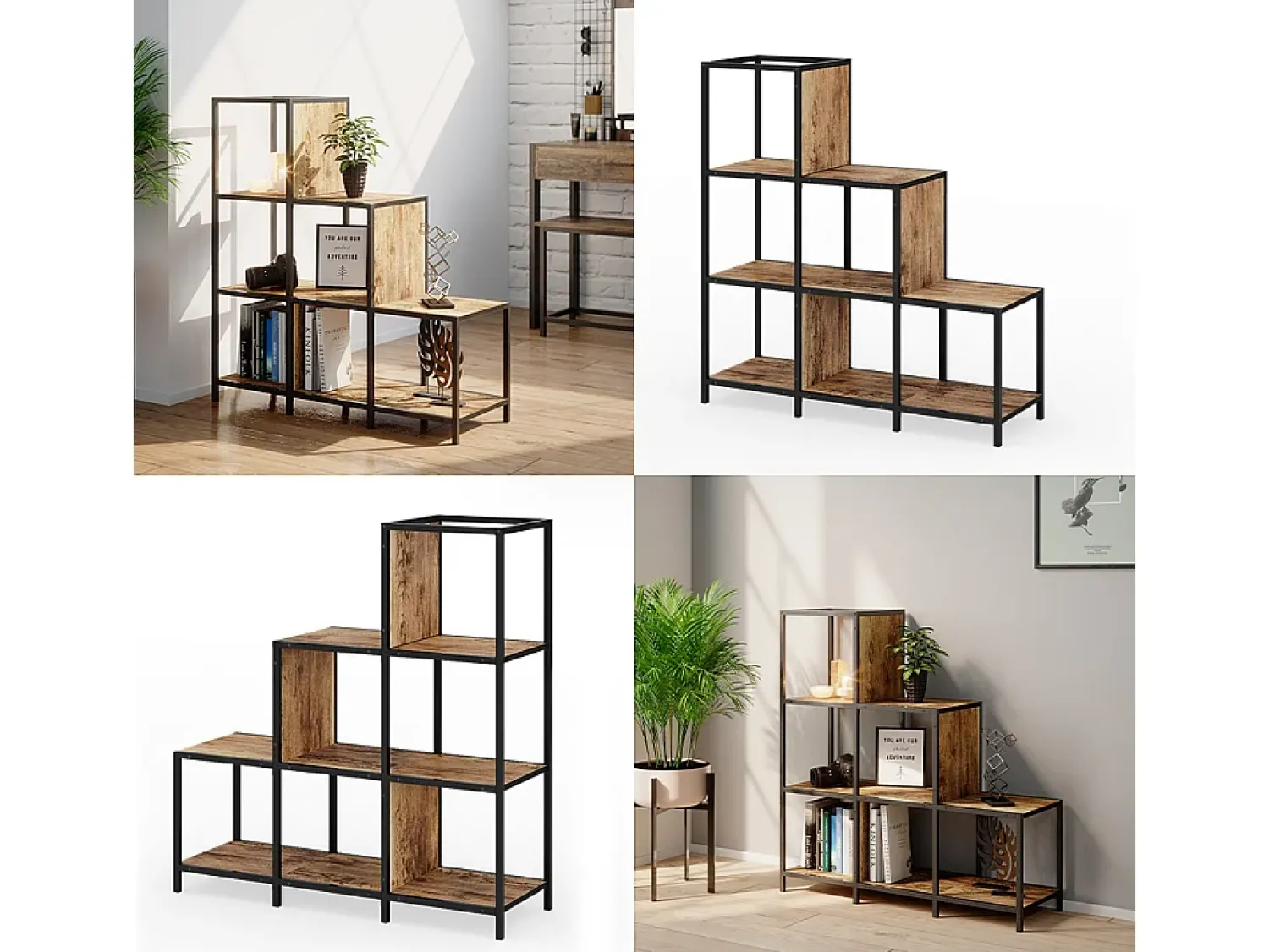 Vicco Divisória de sala madeira antiga 90x30x92 fyrk^ Prateleira