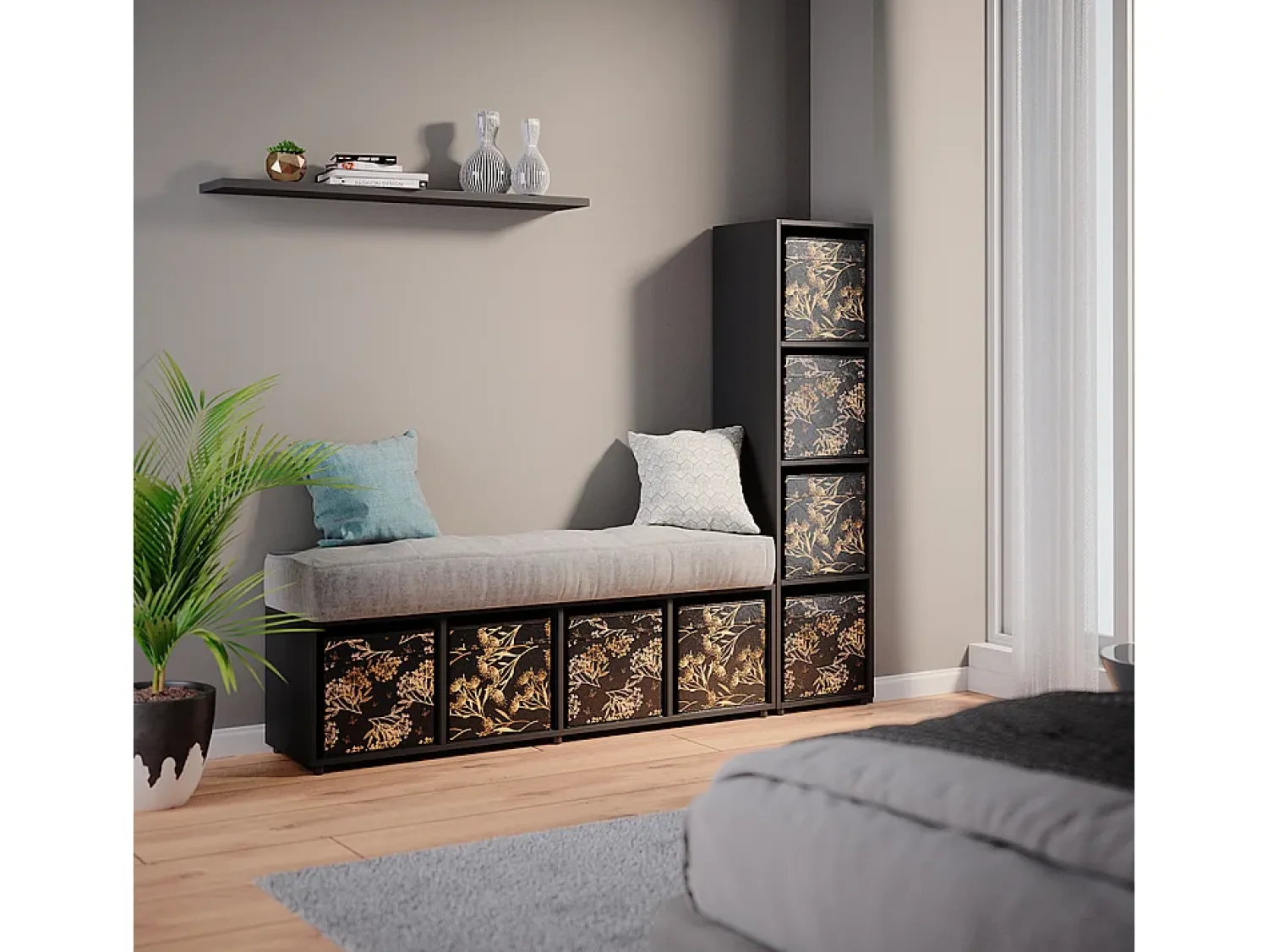 Outlet Vicco Divisória de sala 142.5x33x36.2 ludus Preto