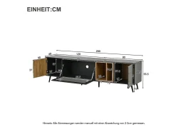 Elegante suporte para TV, 200 x 40 x 55,5 cm, madeira escura, com porta de vidro basculante, para sala de estar.^ Móvel De Tv
