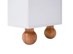 Móvel De Tv| Elegante suporte para TV, portas de vidro deslizantes, seções arqueadas abertas, pés de madeira maciça, Branco