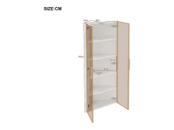 Merax Elegante vitrine de canto - 62 x 35 x 160 cm - com LEDs + porta - em vidro temperado - MDF - branca^ Vitrina