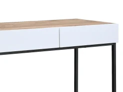 Vente-unique Escrivaninha console com 2 gavetas, branca e natural - CEVANIA^ Consola
