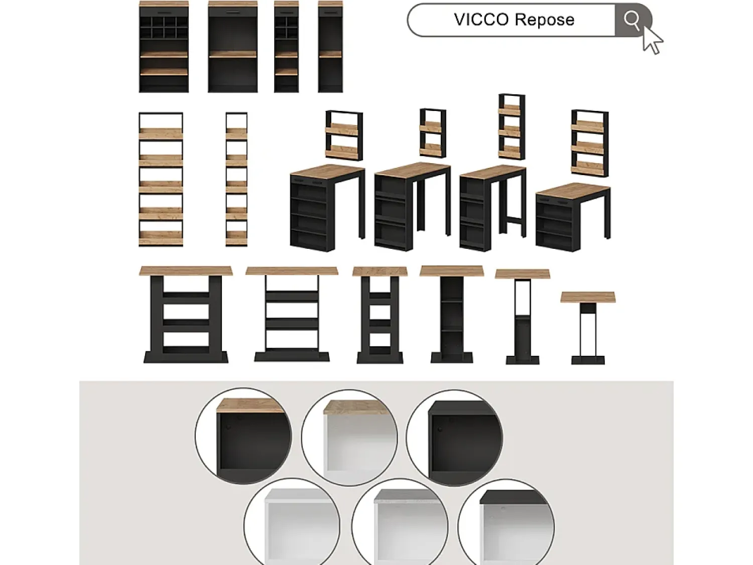 Clearance Vicco Esstisch-Set 67x100x77.5 repose Branco