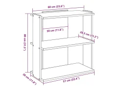 Biblioteca|vidaxl Estante 3 camadas betão 60x30x80 cm madeira trabalhada Cinzento