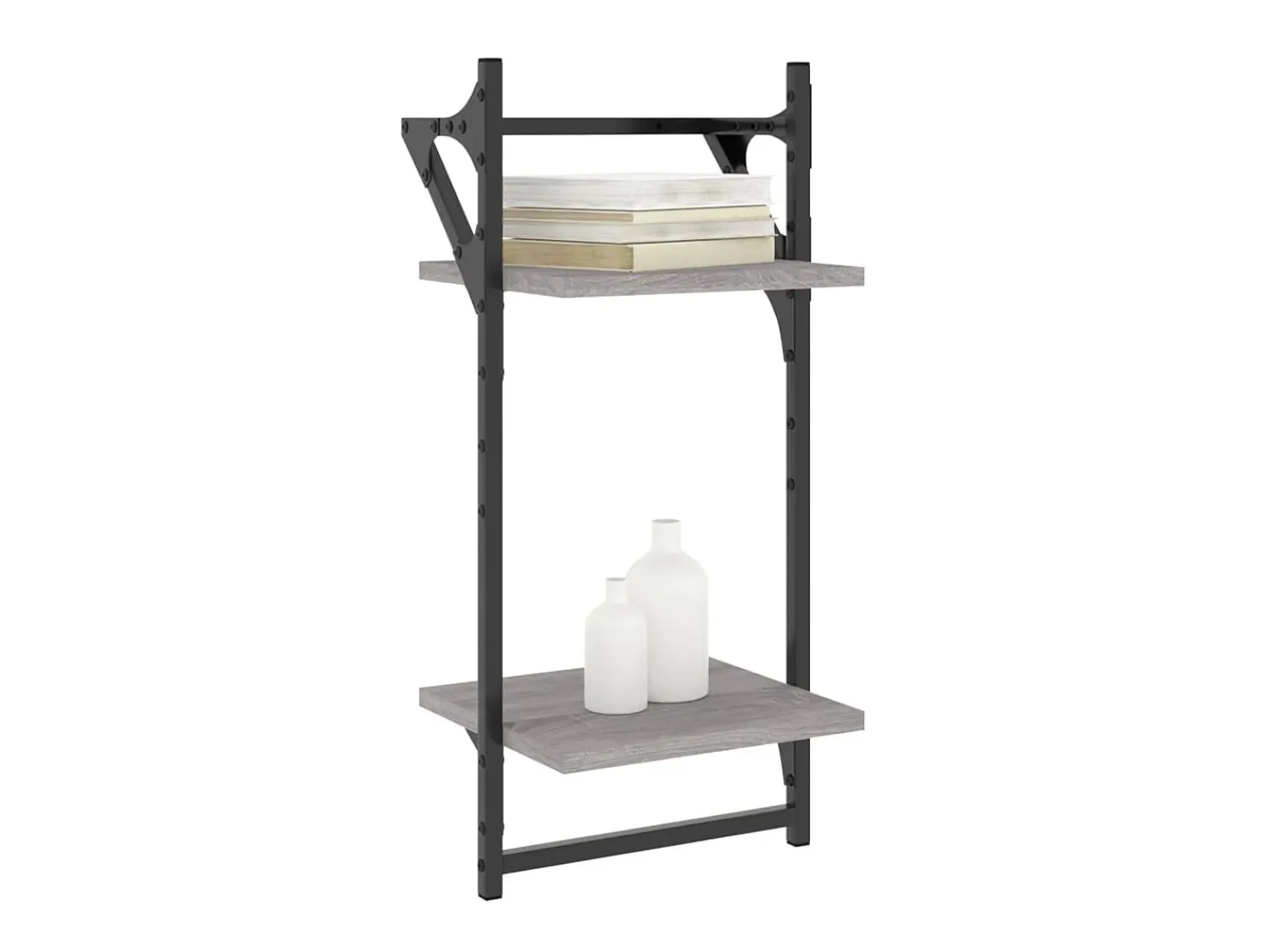 Prateleira| Estante 2 prateleiras c/ barras 2pcs 30x25x65cm sonoma PT549960 Cinzento