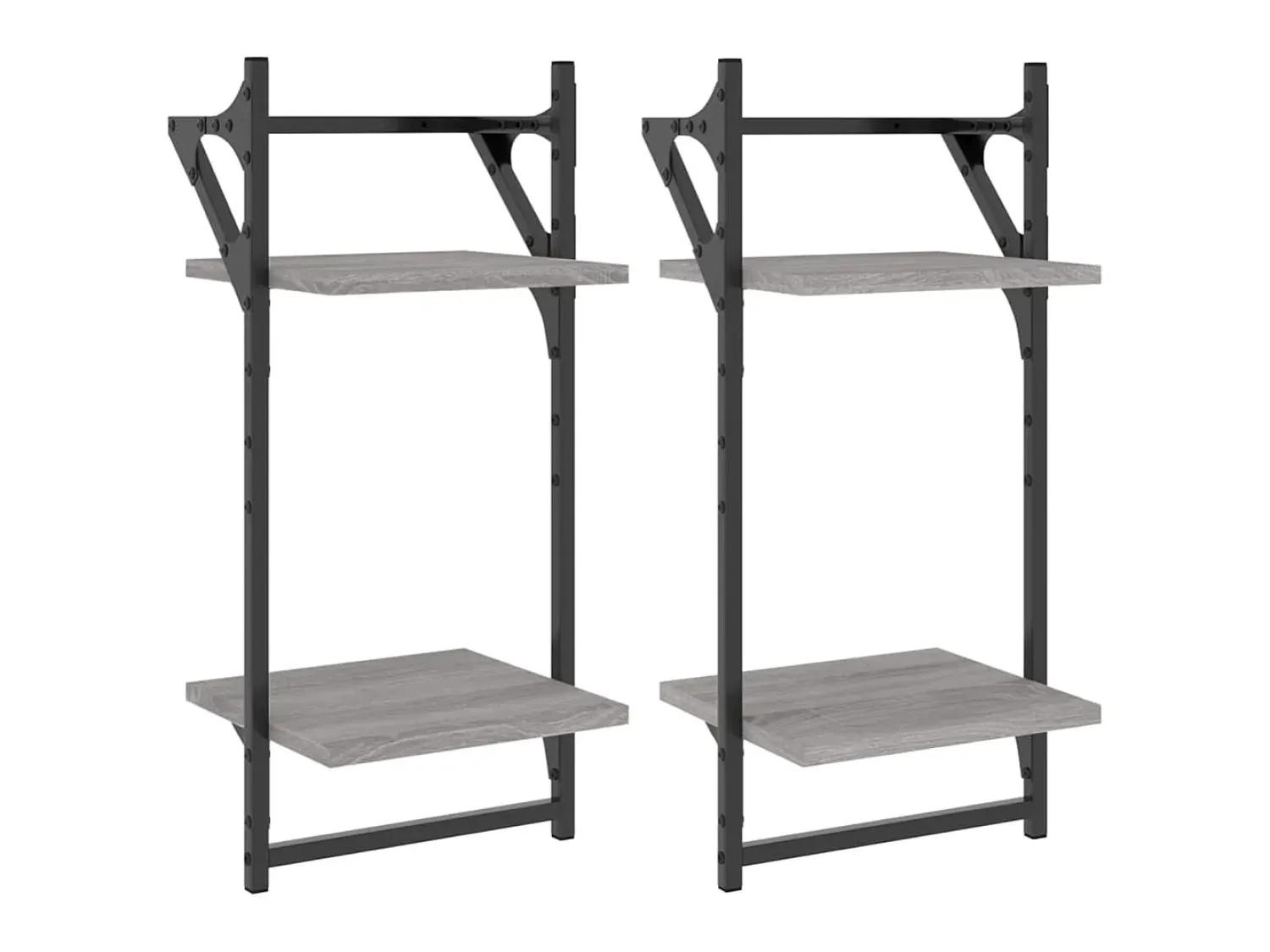 Prateleira| Estante 2 prateleiras c/ barras 2pcs 30x25x65cm sonoma PT549960 Cinzento