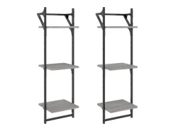 Prateleira*vidaxl Estante 3 prateleiras c/ barras 2pcs 30x25x100 cm cinza sonoma Cinzento