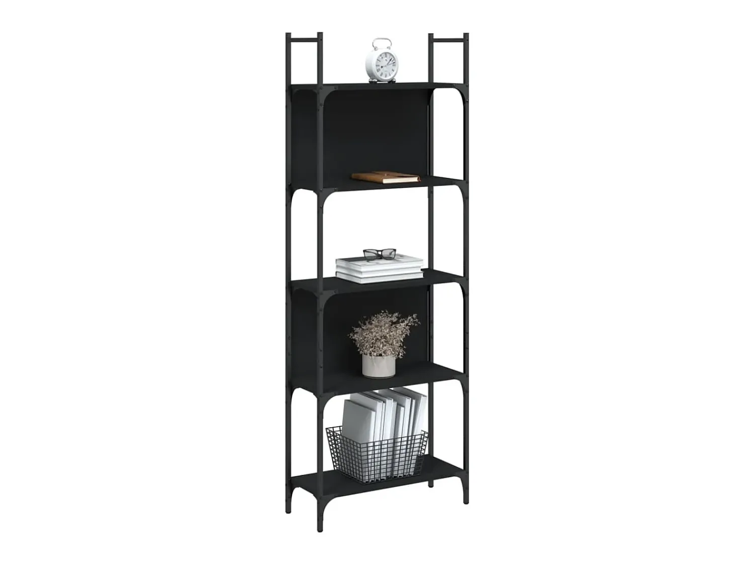 Biblioteca* Estante 5 prateleiras 60,5x24x166,5 cm derivados madeira PT428647 Preto