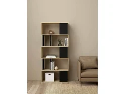 Dmora Estante Arg, estante de escritório, estante, biblioteca, 80x29 h175 cm, carvalho e preto^ Prateleira