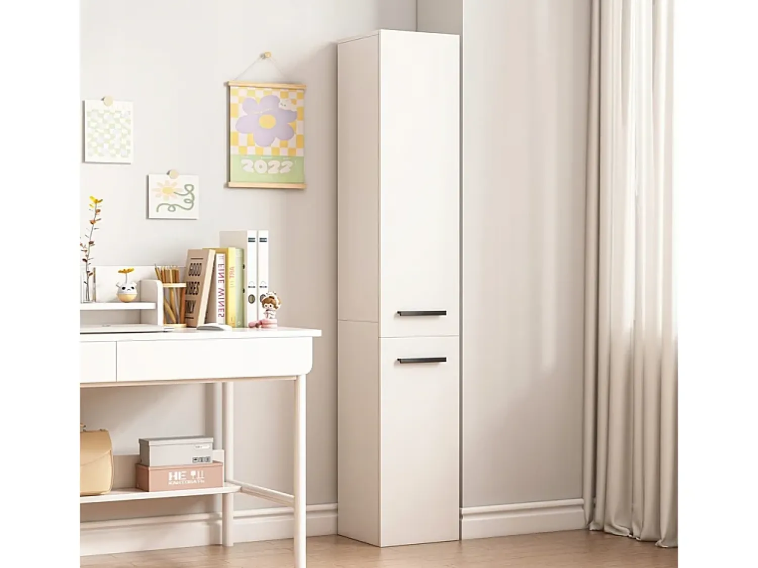 Móvel De Arrumação* ESTANTE ARMÁRIO MODERNO DE PÉ COLUNA ALTA LOFT 2 PORTAS 174 CM Branco
