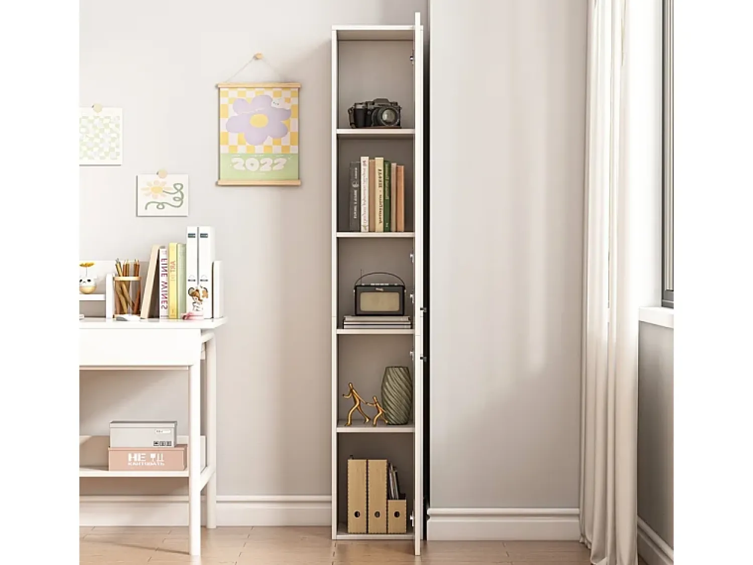 Móvel De Arrumação* ESTANTE ARMÁRIO MODERNO DE PÉ COLUNA ALTA LOFT 2 PORTAS 174 CM Branco