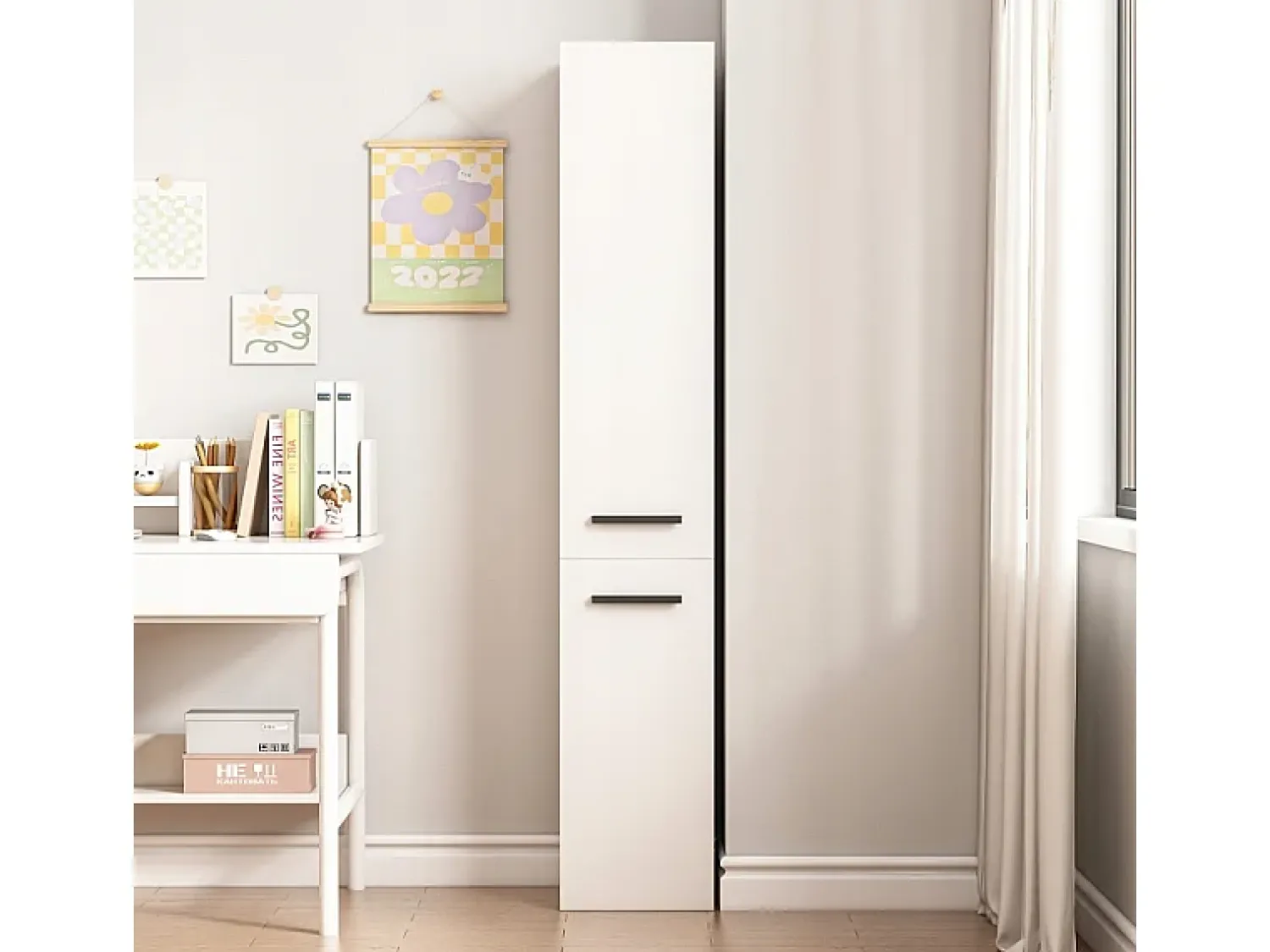 Móvel De Arrumação* ESTANTE ARMÁRIO MODERNO DE PÉ COLUNA ALTA LOFT 2 PORTAS 174 CM Branco