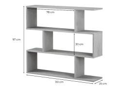 Loungitude Estante baixa Athena Cimento branco 110x97x24 cm Sala de estar Sala de jantar^ Prateleira