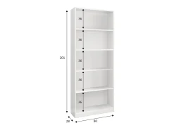 Biblioteca|Dmora Estante Boston, Estante linear com 4 prateleiras, Estante de escritório ou quarto, Estante moderna, 80x28h201 cm, Branco