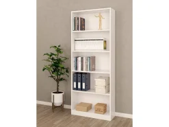 Biblioteca|Dmora Estante Boston, Estante linear com 4 prateleiras, Estante de escritório ou quarto, Estante moderna, 80x28h201 cm, Branco