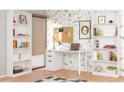 Biblioteca|Dmora Estante Boston, Estante linear com 4 prateleiras, Estante de escritório ou quarto, Estante moderna, 80x28h201 cm, Branco