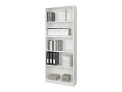 Biblioteca|Dmora Estante Boston, Estante linear com 4 prateleiras, Estante de escritório ou quarto, Estante moderna, 80x28h201 cm, Branco