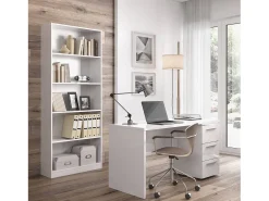 Biblioteca|Dmora Estante Boston, Estante linear com 4 prateleiras, Estante de escritório ou quarto, Estante moderna, 80x28h201 cm, Branco