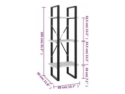 Vitrina*vidaxl Estante c/ 3 prateleiras derivados de madeira Cinzento