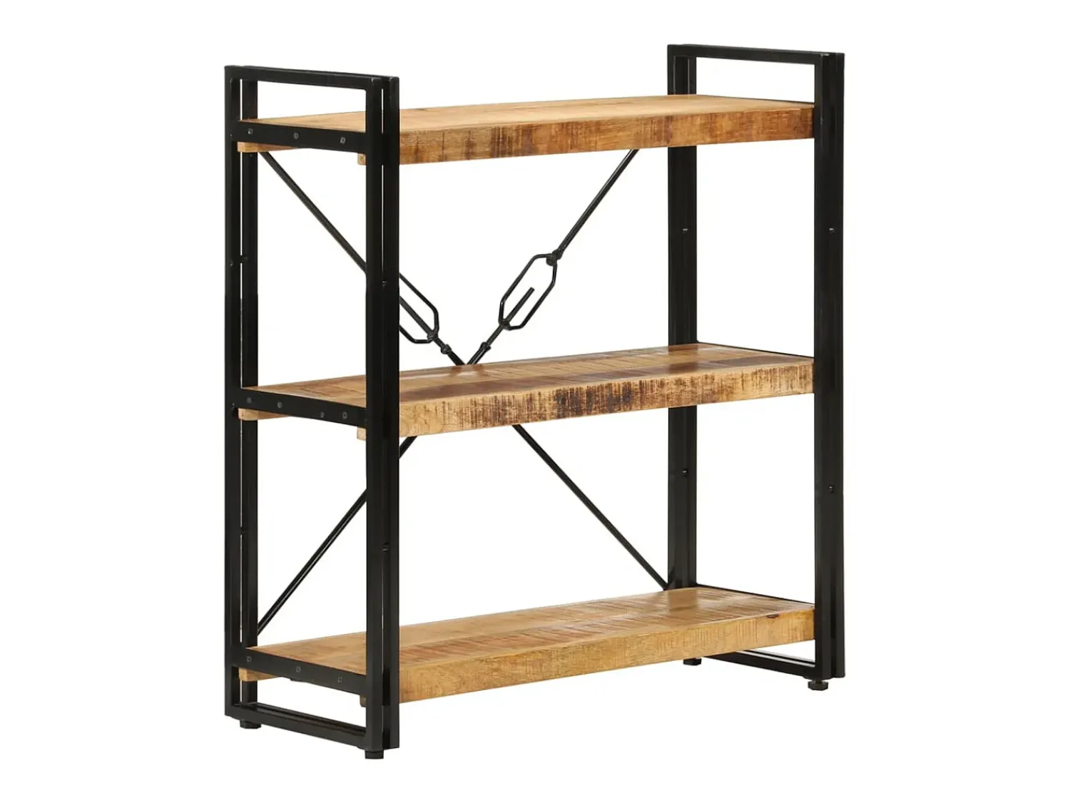 vidaxl Estante c/ 3 prateleiras 77x30x80 cm mangueira maciça/ferro^ Vitrina