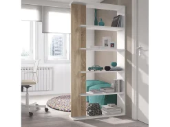 Sale Dmora Estante Columbia, Estante dupla face com 5 prateleiras, Prateleira divisória para escritório ou quarto, 90x25h180 cm, e Carvalho Branco