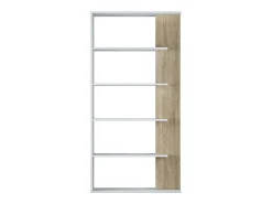 Sale Dmora Estante Columbia, Estante dupla face com 5 prateleiras, Prateleira divisória para escritório ou quarto, 90x25h180 cm, e Carvalho Branco