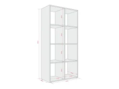 Biblioteca* Estante com 8 compartimentos – Cor: – 147 × 74 × 30 cm, vertical ou horizontal Preto