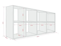 Biblioteca* Estante com 8 compartimentos – Cor: – 147 × 74 × 30 cm, vertical ou horizontal Preto
