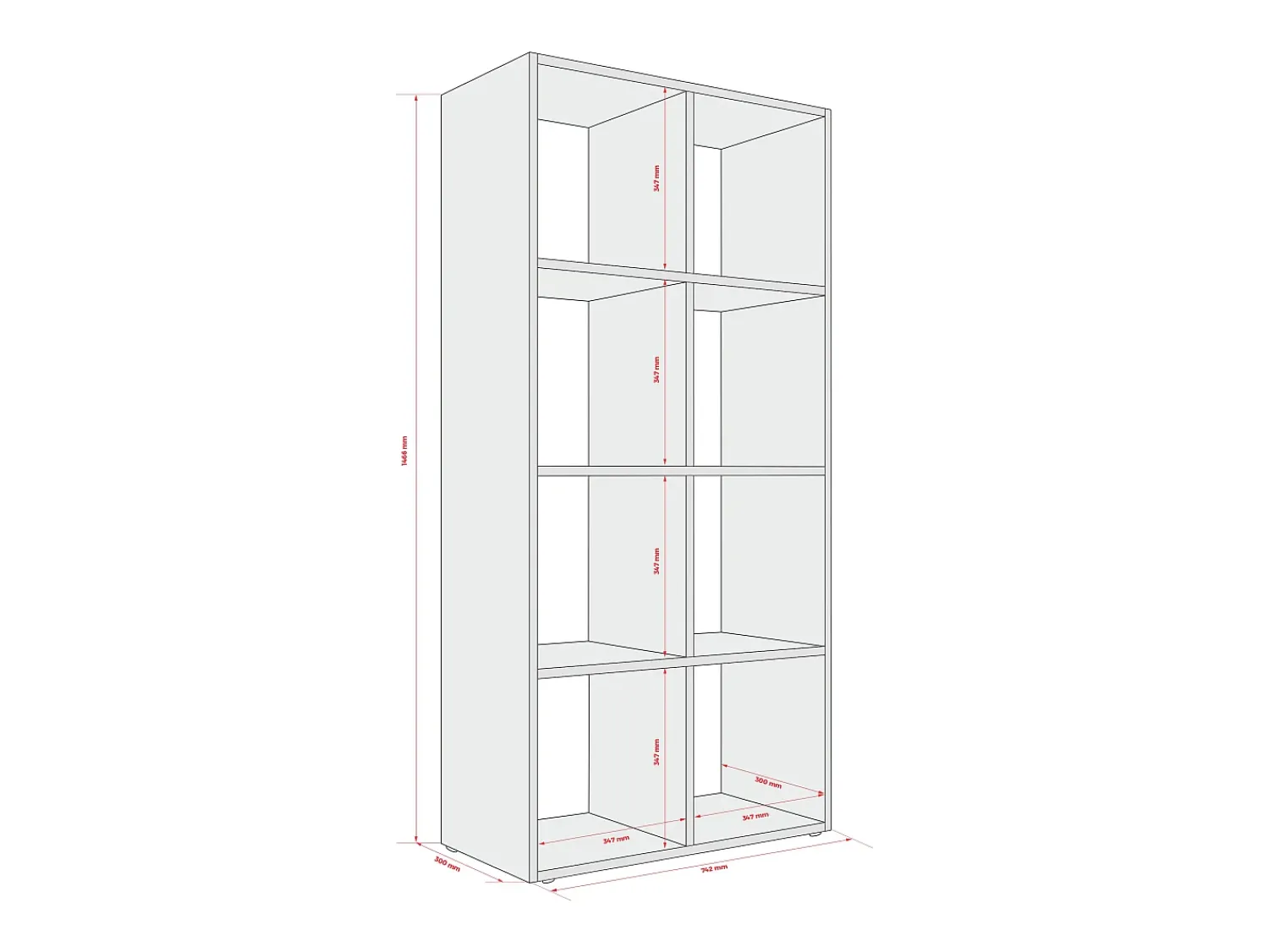 New Estante com 8 compartimentos – Cor: caramelo – 147 × 74 × 30 cm, vertical ou horizontal Castanho