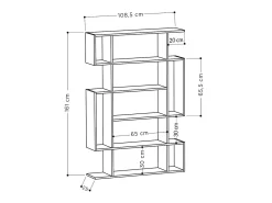 Discount Dmora Estante Daba, Estante de escritório, Estante de livros, Biblioteca, 110x26h161 cm, Carvalho e Antracite Castanho